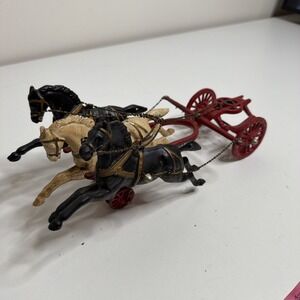 Large Hubley Cast Iron 3 Horse Drawn Carriage